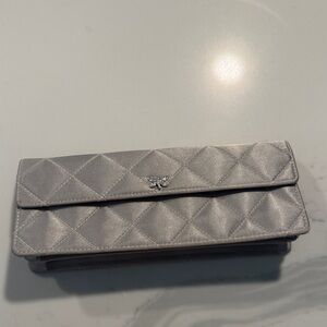 Elegant Silver Quilted Clutch by La Sera